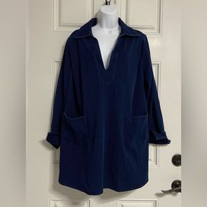 🌺 MARLA WYNNE Dark Wash Soft Denim PullOver Shirt Dress